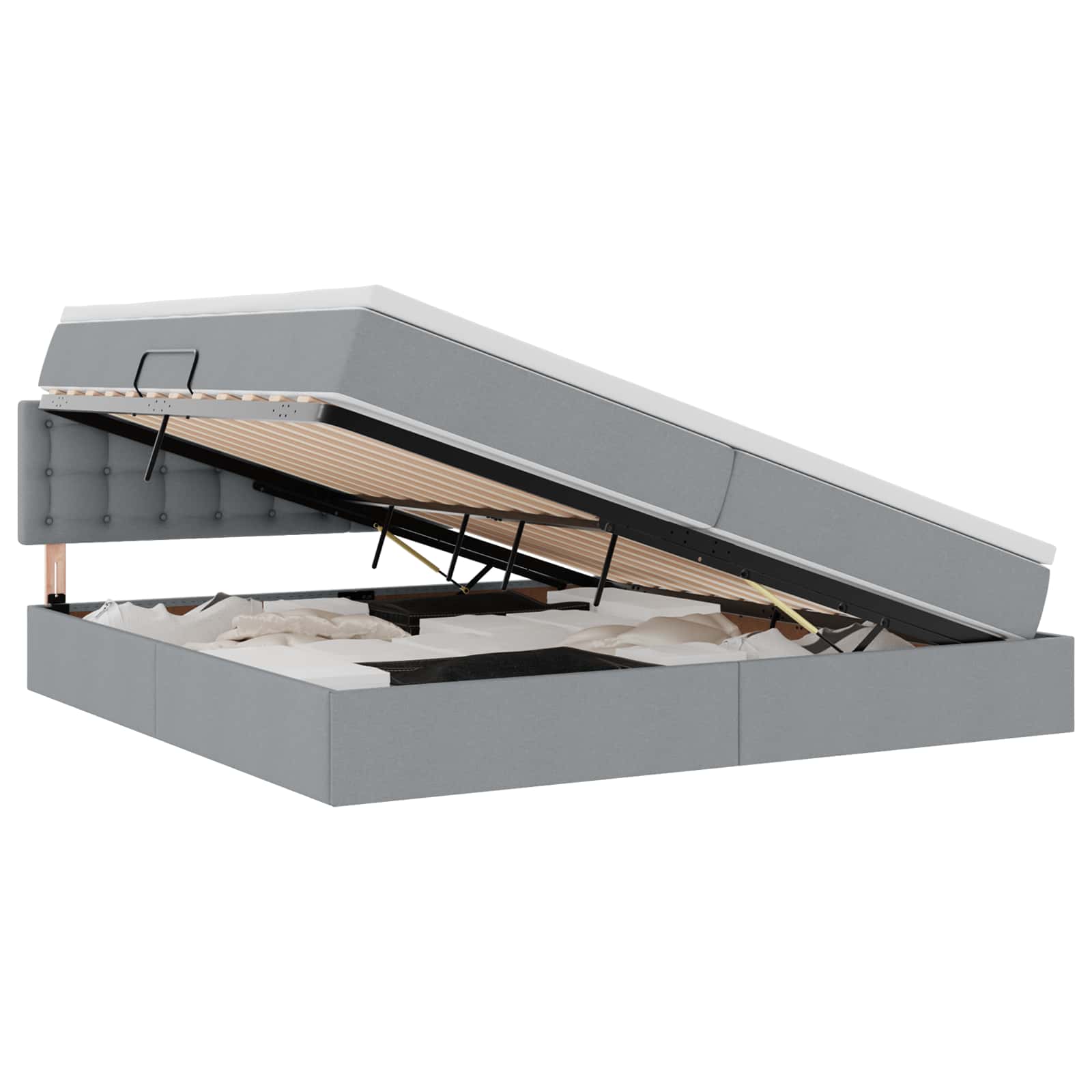 Letto con contenitore e materasso Grigio chiaro 200 x 200 cm