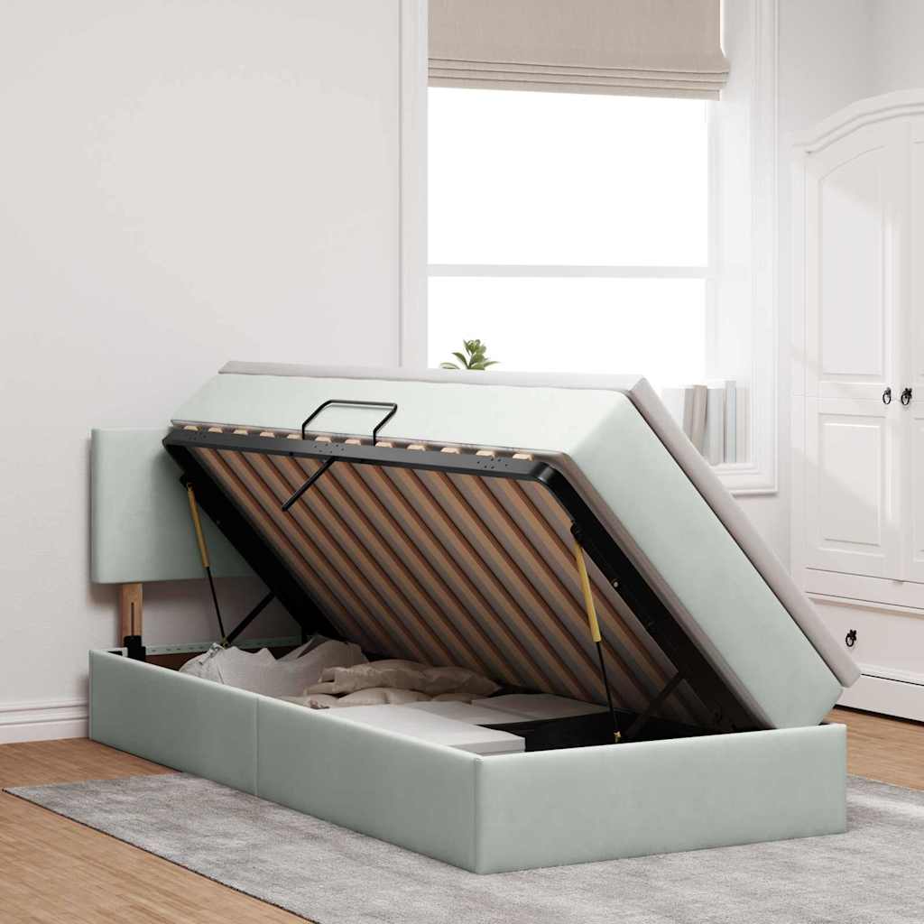 Letto con Contenitore Grigio chiaro 90 x 190 cm Velluto 3370665