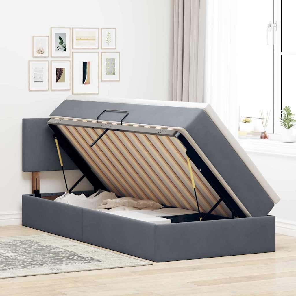Letto con Contenitore Grigio scuro 90 x 190 cm Velluto