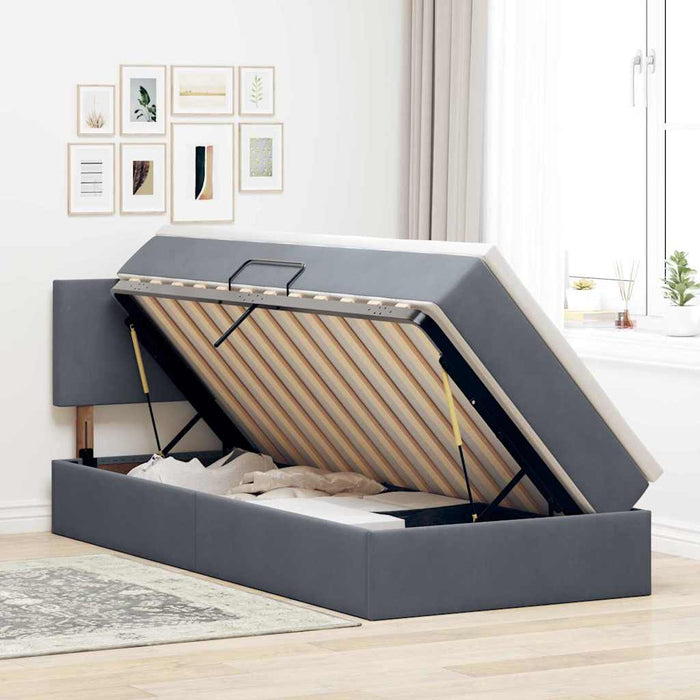 Letto con Contenitore Grigio scuro 90 x 190 cm Velluto