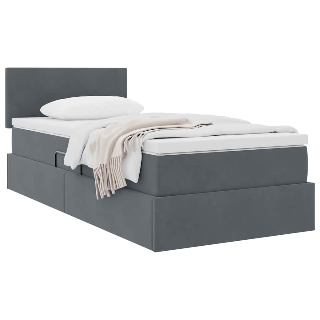 Letto con Contenitore Grigio scuro 90 x 190 cm Velluto
