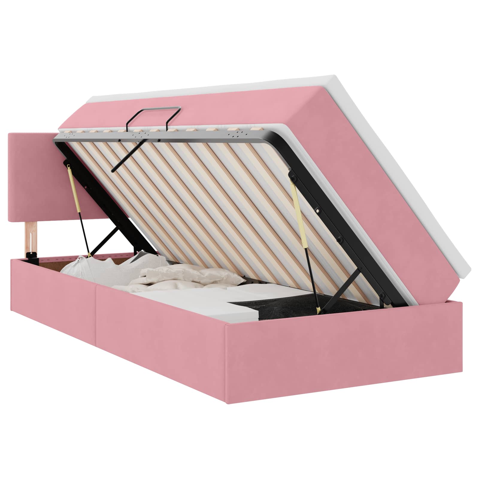 Letto con Contenitore con materasso Rosa 90 x 200 cm Velluto 3370676