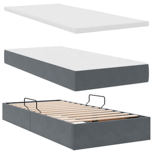 Letto con Contenitore Grigio scuro 100 x 200 cm Velluto 3370678