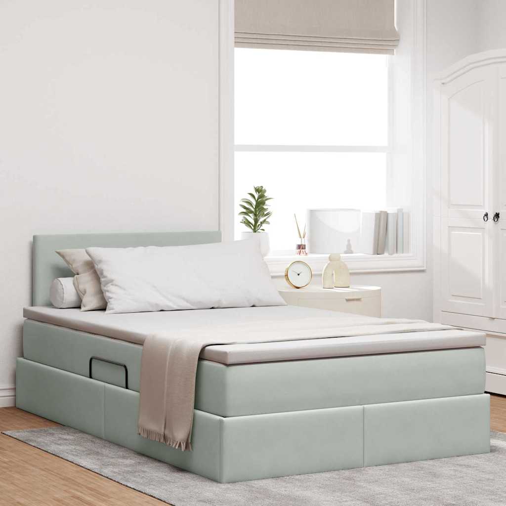 Letto con Contenitore Grigio chiaro 120 x 190 cm Velluto