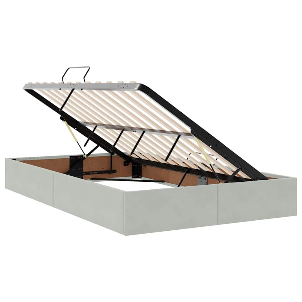 Letto con Contenitore Grigio chiaro 120 x 190 cm Velluto
