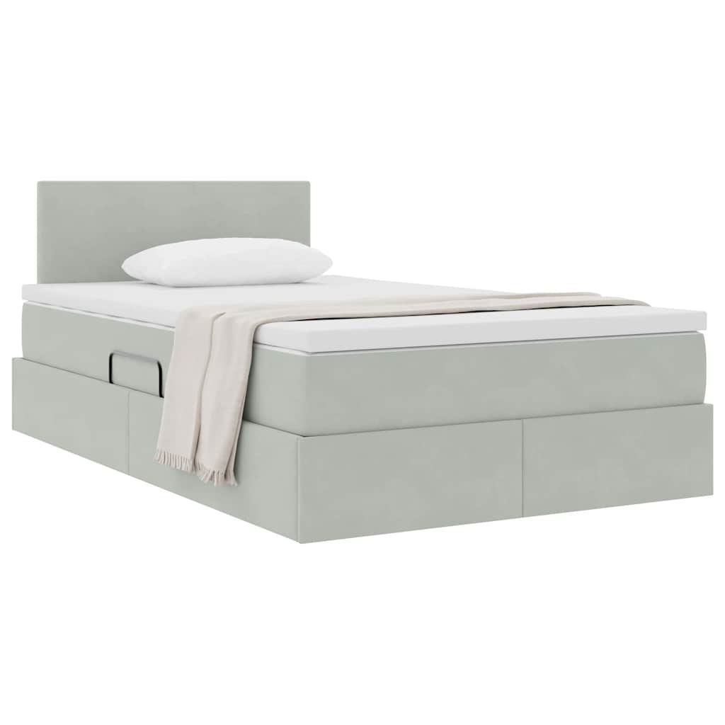 Letto con Contenitore Grigio chiaro 120 x 190 cm Velluto