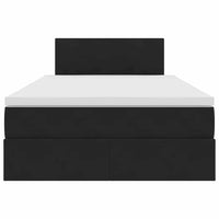 Letto con Contenitore con materasso Nero 120 x 190 cm Velluto
