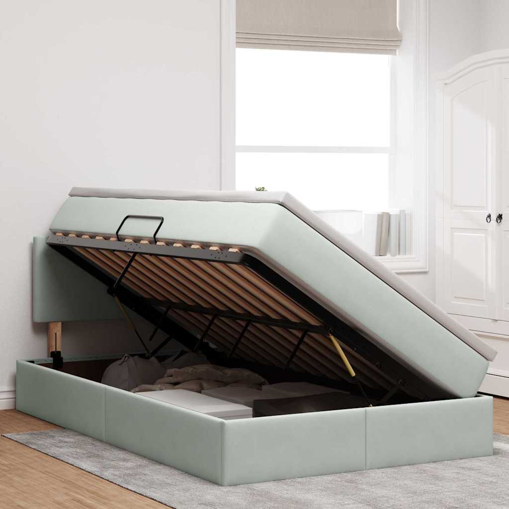 Letto con Contenitore Grigio chiaro 120 x 200 cm Velluto