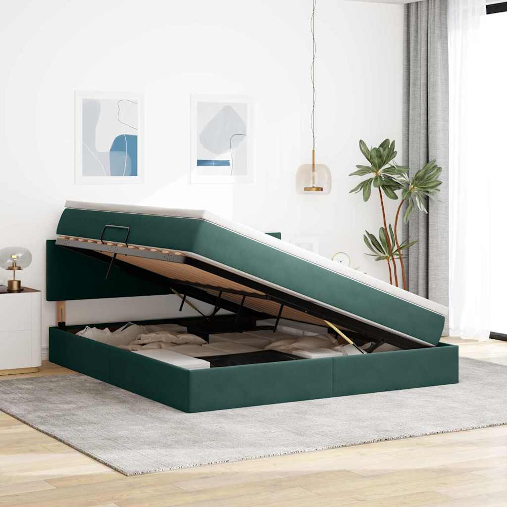 Letto con Contenitore Verde Scuro 180 x 200 cm Velluto 3370716