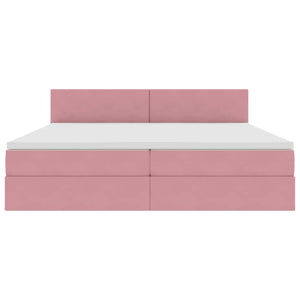 Letto con Contenitore con materasso Rosa 200 x 200 cm Velluto 3370724