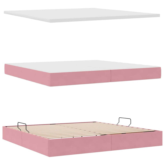 Letto con Contenitore con materasso Rosa 200 x 200 cm Velluto 3370724
