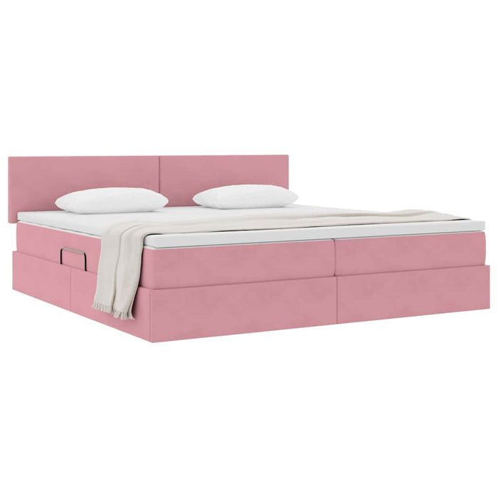 Letto con Contenitore con materasso Rosa 200 x 200 cm Velluto 3370724