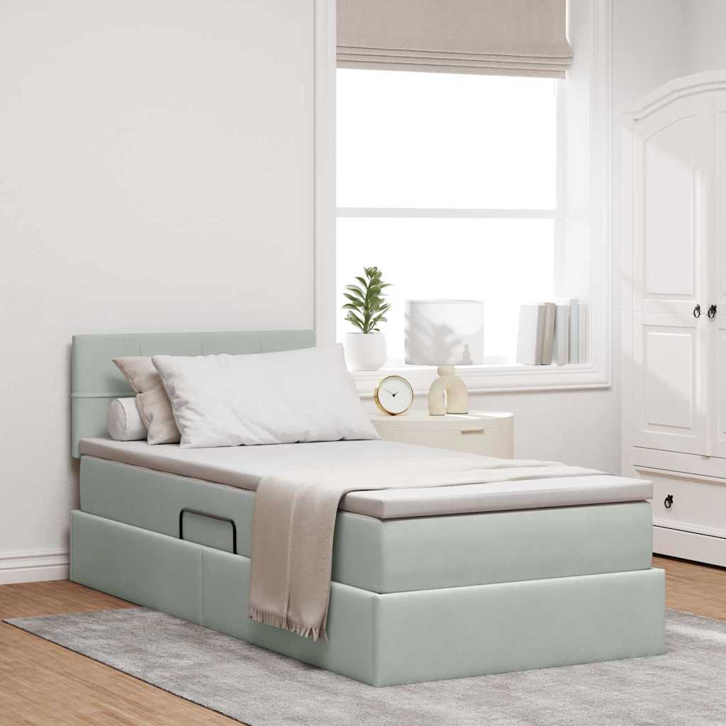 Letto con Contenitore Grigio chiaro 90 x 190 cm Velluto 3370725