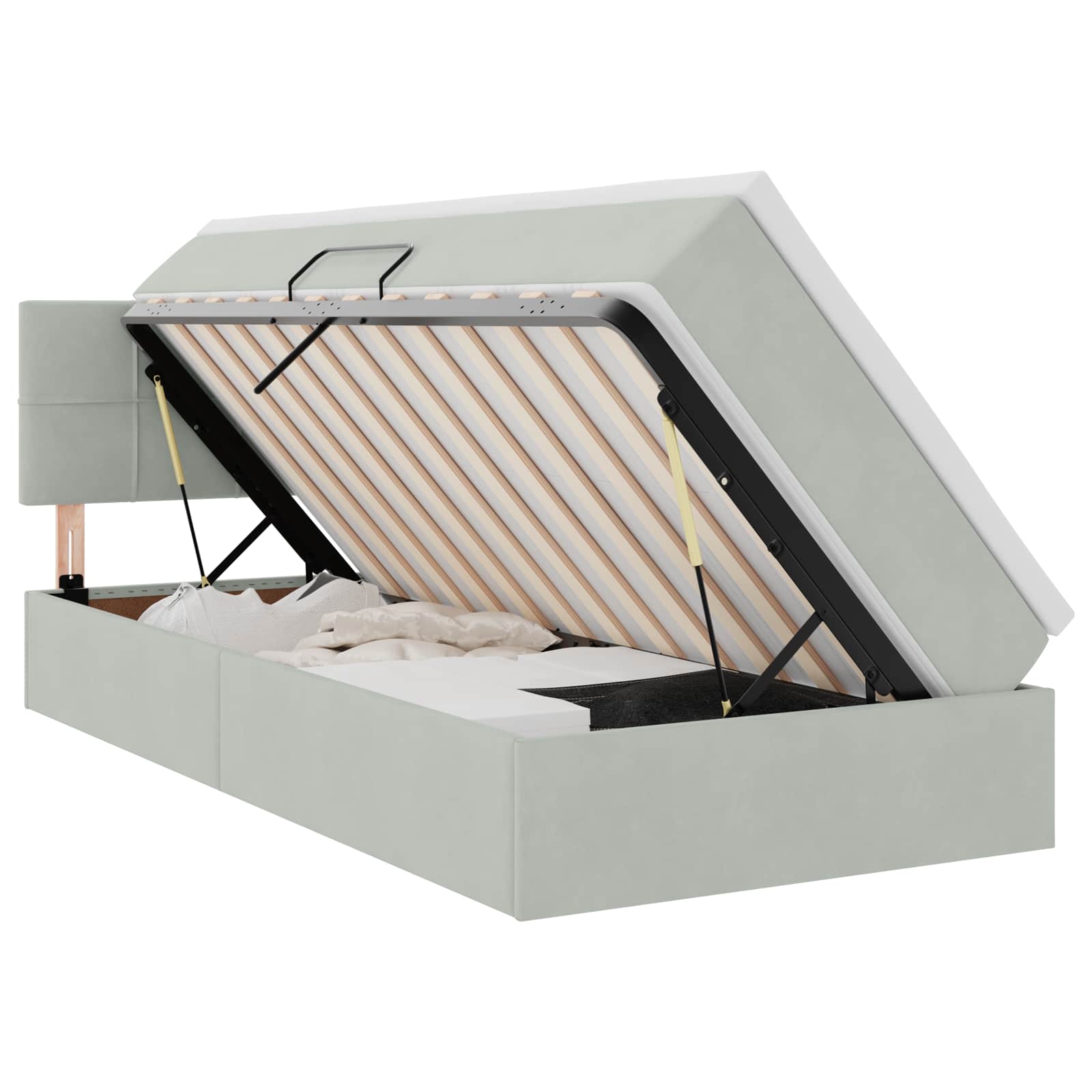 Letto con Contenitore Grigio chiaro 90 x 190 cm Velluto 3370725