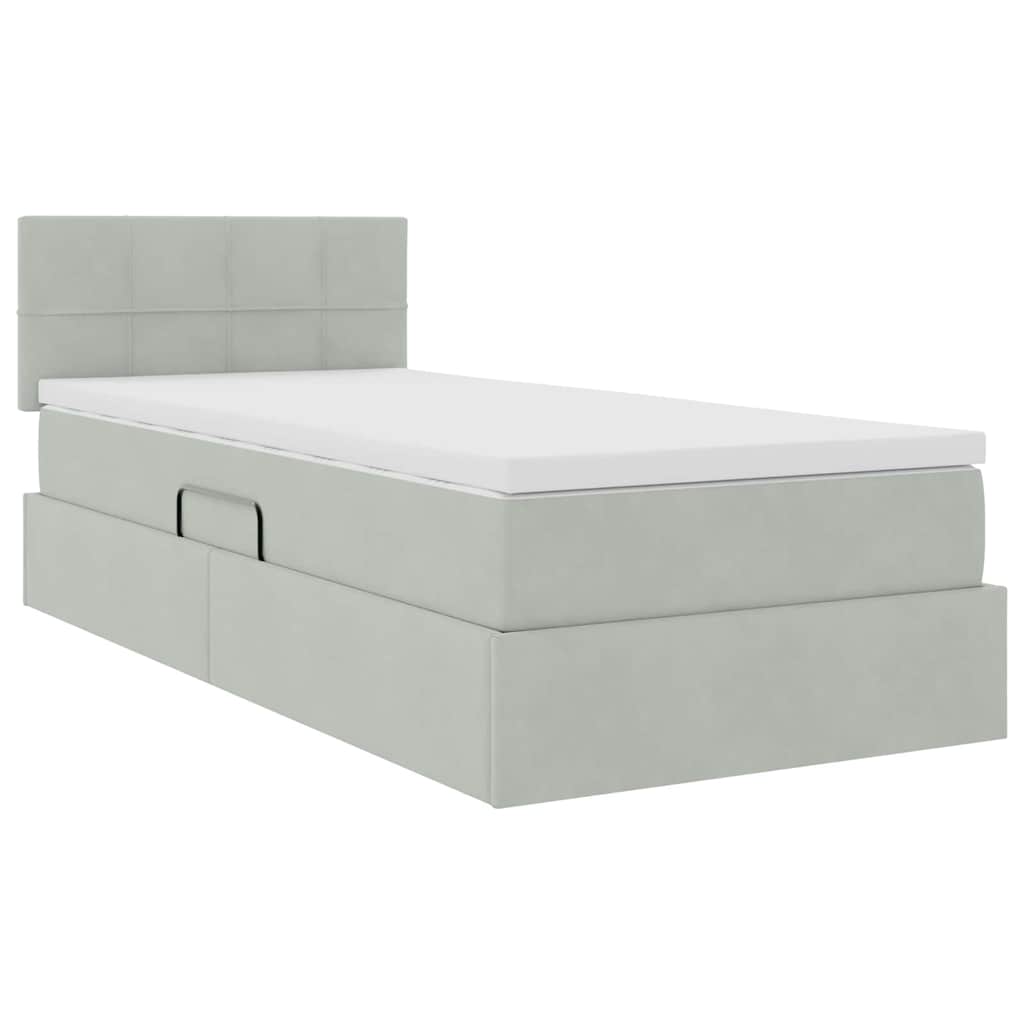 Letto con Contenitore Grigio chiaro 90 x 190 cm Velluto 3370725