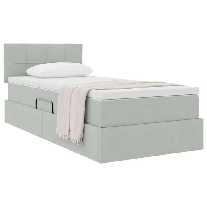Letto con Contenitore Grigio chiaro 90 x 200 cm Velluto 3370731