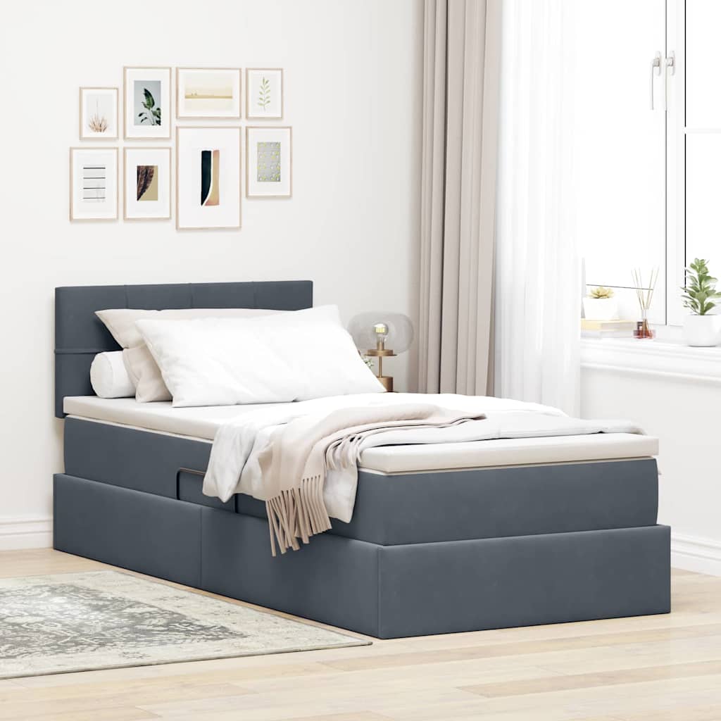 Letto con Contenitore Grigio scuro 90 x 200 cm Velluto 3370732