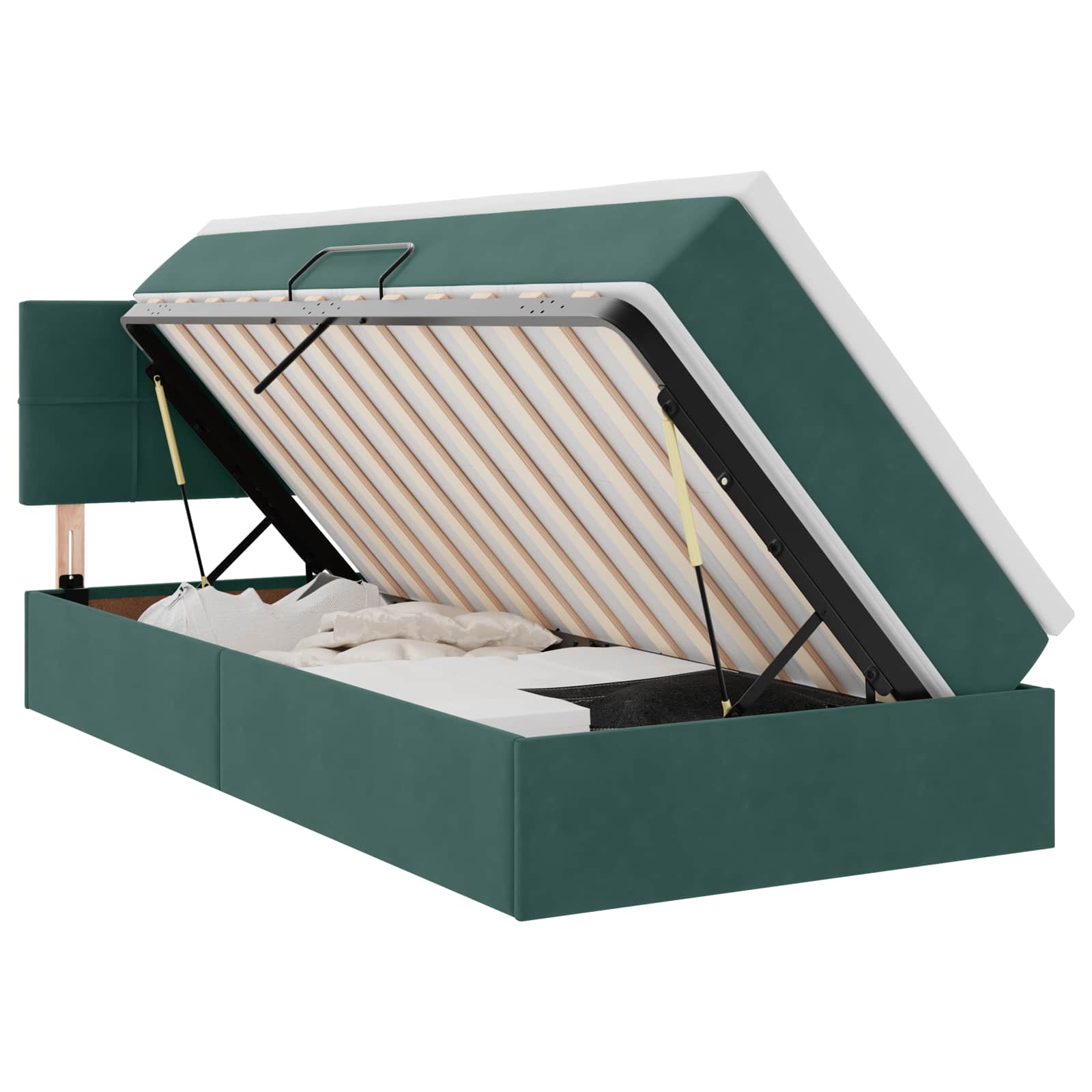 Letto con Contenitore Verde Scuro 90 x 200 cm Velluto 3370734