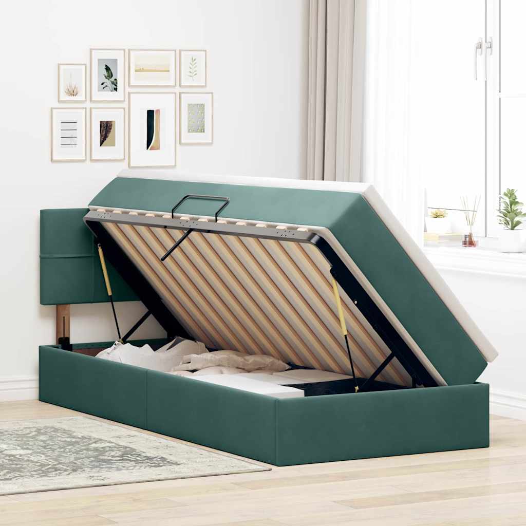 Letto con Contenitore Verde Scuro 100 x 200 cm Velluto 3370740