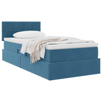 Letto con Contenitore Blu Scuro 100 x 200 cm Velluto 3370741