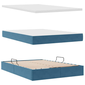 Letto con Contenitore Blu Scuro 140 x 190 cm Velluto 3370759