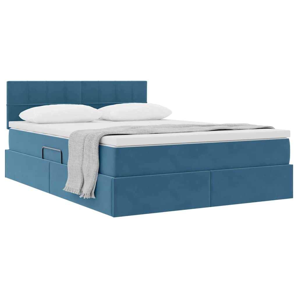 Letto con Contenitore Blu Scuro 140 x 190 cm Velluto 3370759