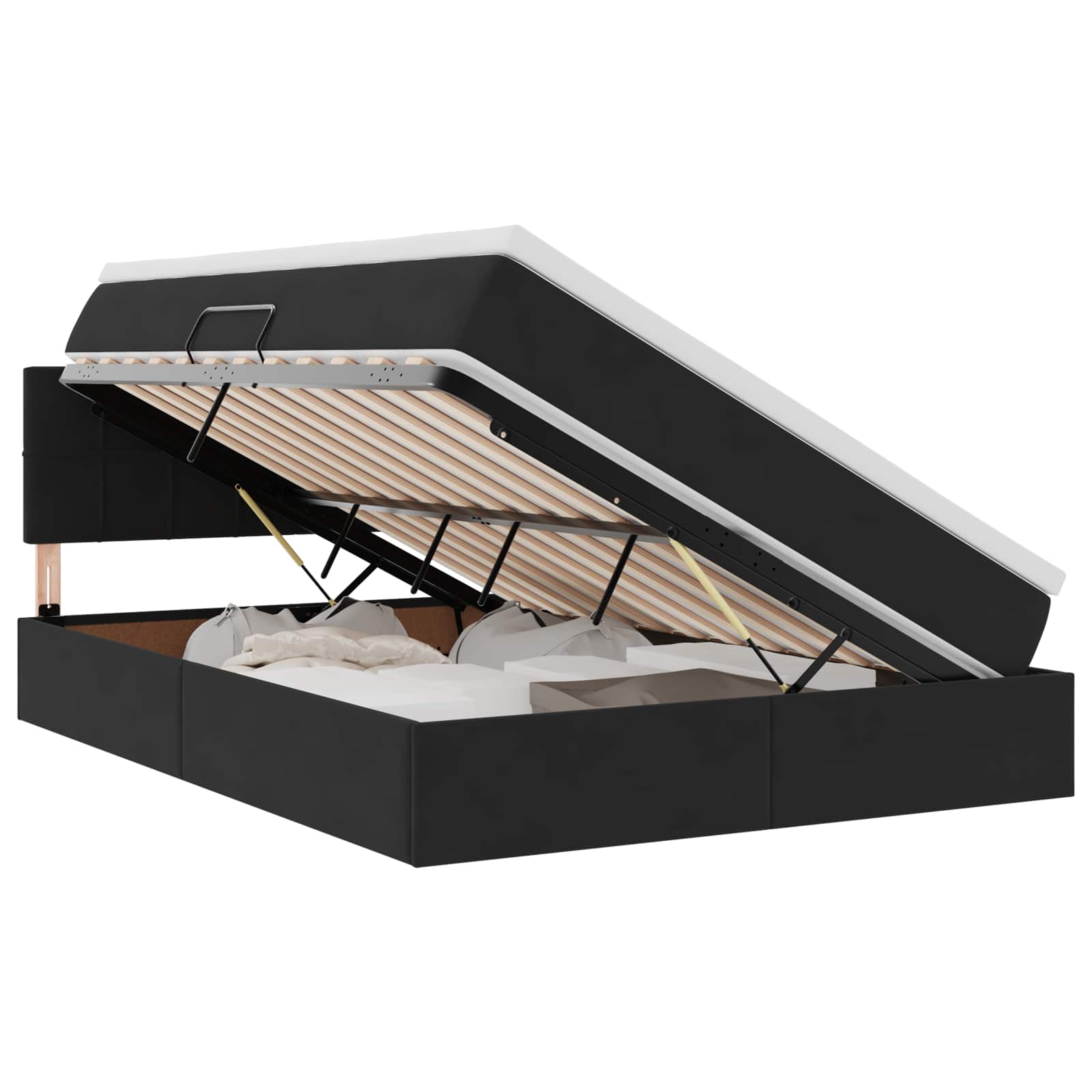 Letto con Contenitore con materasso Nero 140 x 200 cm Velluto 3370763