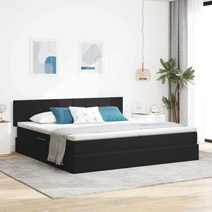 Letto con Contenitore con materasso Nero 200 x 200 cm Velluto 3370781