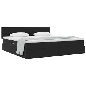 Letto con Contenitore con materasso Nero 200 x 200 cm Velluto 3370781