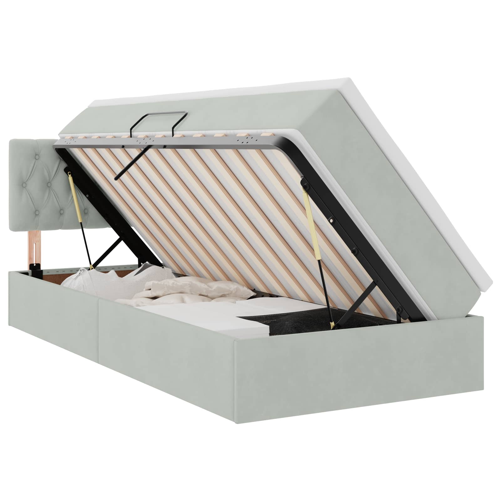 Letto con Contenitore Grigio chiaro 90 x 190 cm Velluto 3370785