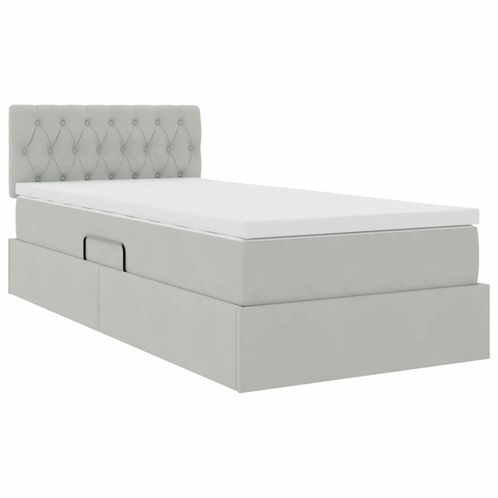Letto con Contenitore Grigio chiaro 90 x 190 cm Velluto 3370785