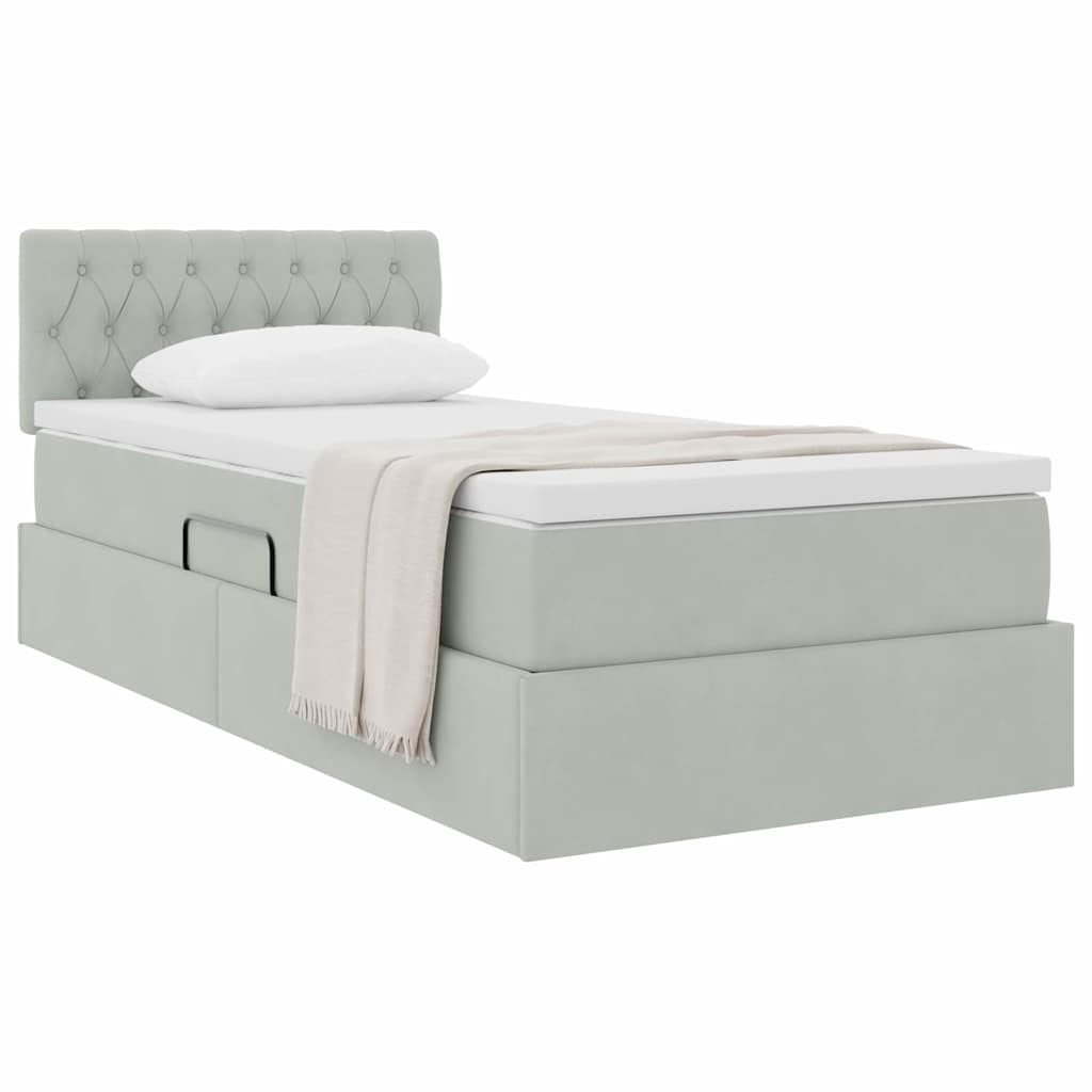 Letto con Contenitore Grigio chiaro 90 x 190 cm Velluto 3370785