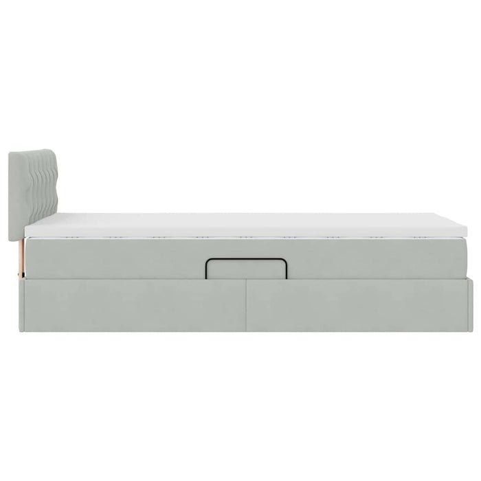 Letto con Contenitore Grigio chiaro 90 x 190 cm Velluto 3370785