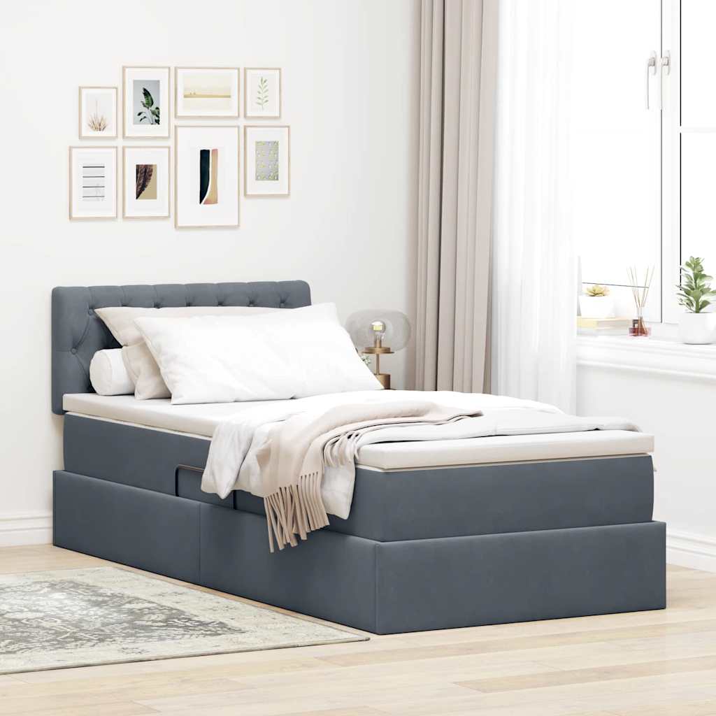 Letto con Contenitore Grigio scuro 90 x 200 cm Velluto 3370792