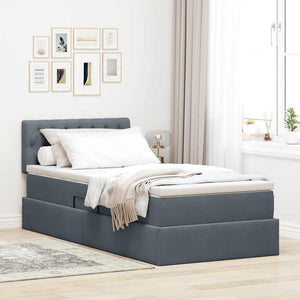 Letto con Contenitore Grigio scuro 90 x 200 cm Velluto 3370792