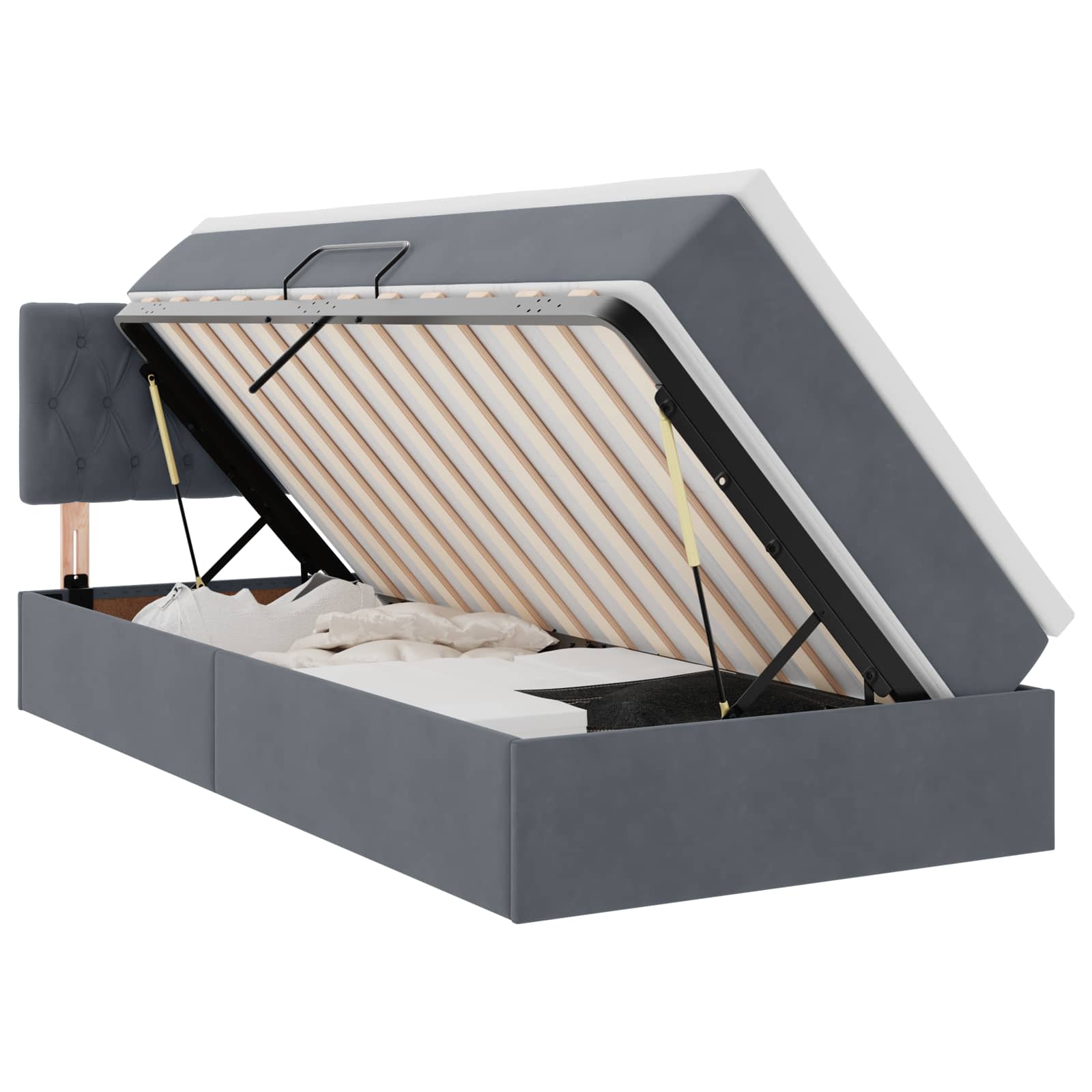 Letto con Contenitore Grigio scuro 90 x 200 cm Velluto 3370792