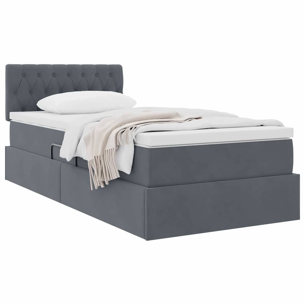 Letto con Contenitore Grigio scuro 90 x 200 cm Velluto 3370792