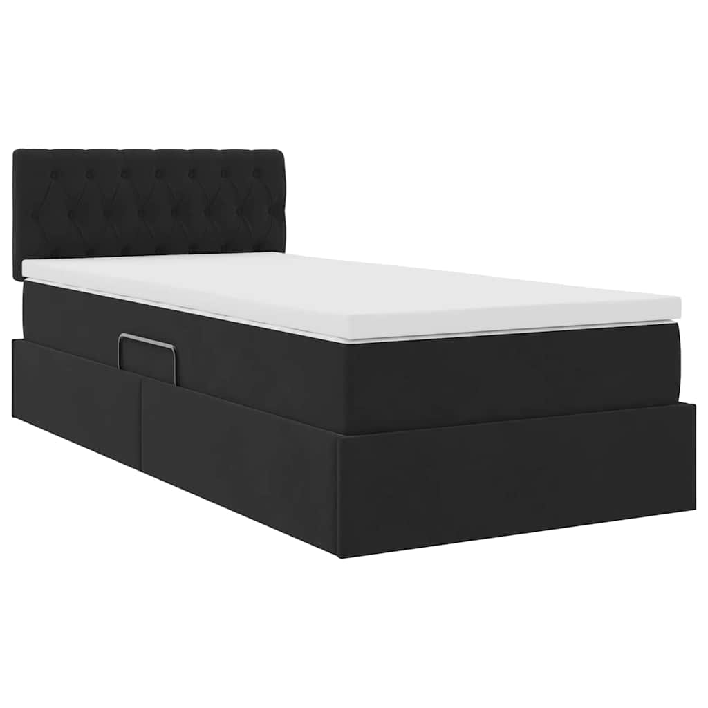 Letto con Contenitore con materasso Nero 90 x 200 cm Velluto 3370793