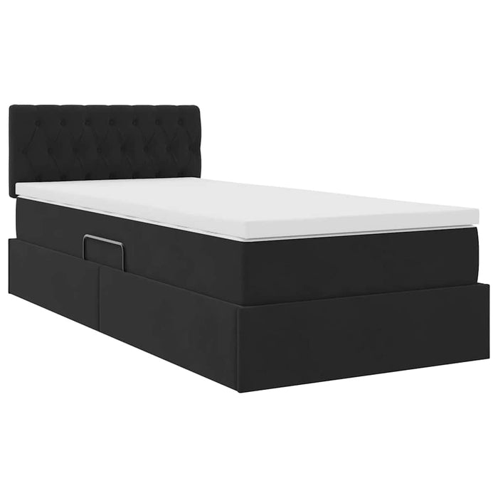 Letto con Contenitore con materasso Nero 90 x 200 cm Velluto 3370793