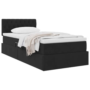 Letto con Contenitore con materasso Nero 90 x 200 cm Velluto 3370793