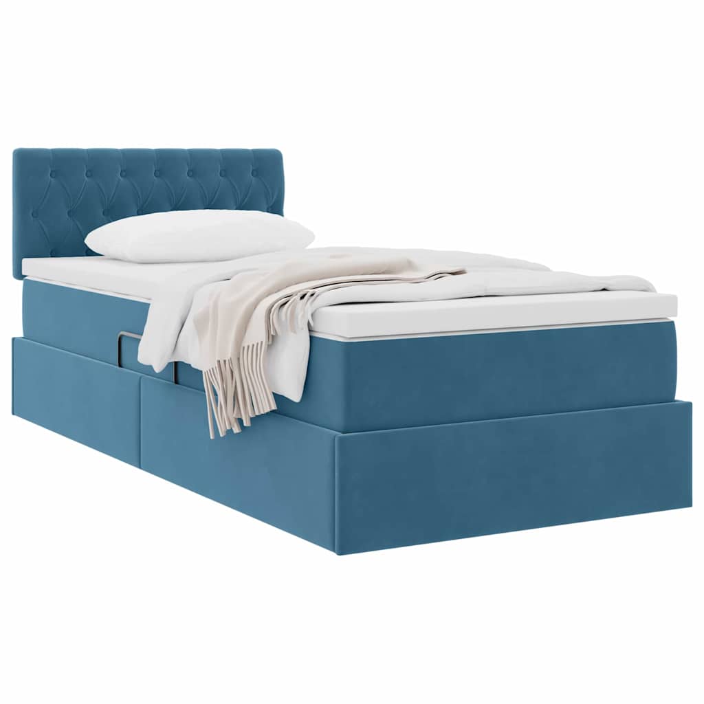 Letto con Contenitore Blu Scuro 90 x 200 cm Velluto 3370795