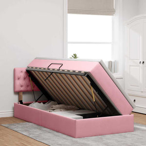 Letto con Contenitore con materasso Rosa 90 x 200 cm Velluto 3370796