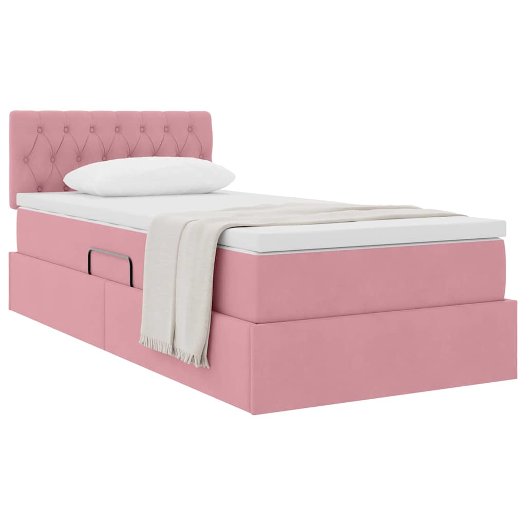 Letto con Contenitore con materasso Rosa 90 x 200 cm Velluto 3370796