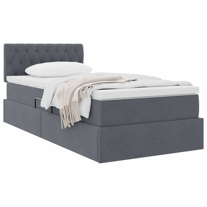 Letto con Contenitore Grigio scuro 100 x 200 cm Velluto 3370798