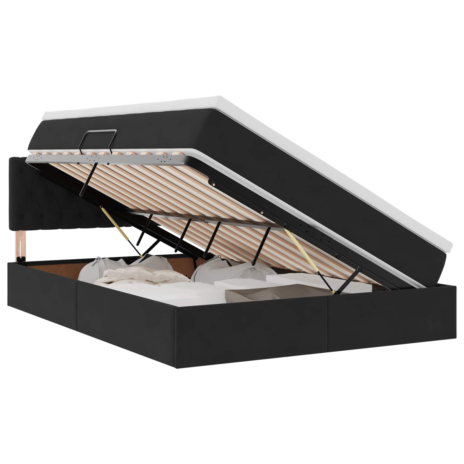 Letto con Contenitore con materasso Nero 140 x 190 cm Velluto 3370817