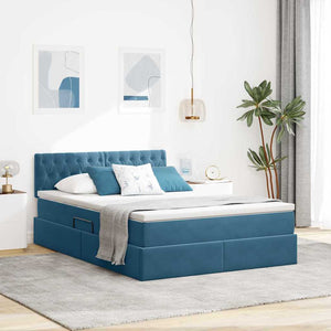 Letto con Contenitore Blu Scuro 140 x 190 cm Velluto 3370819