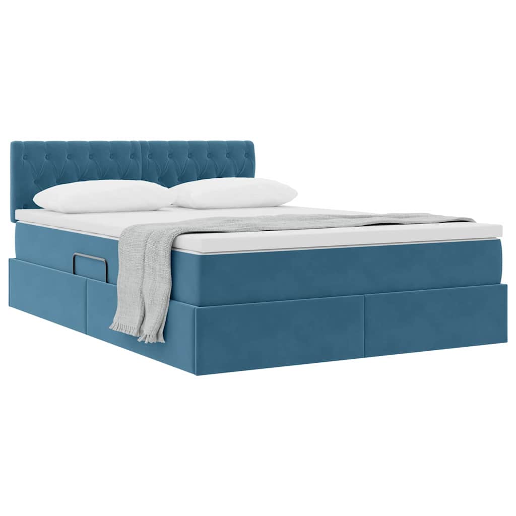 Letto con Contenitore Blu Scuro 140 x 190 cm Velluto 3370819
