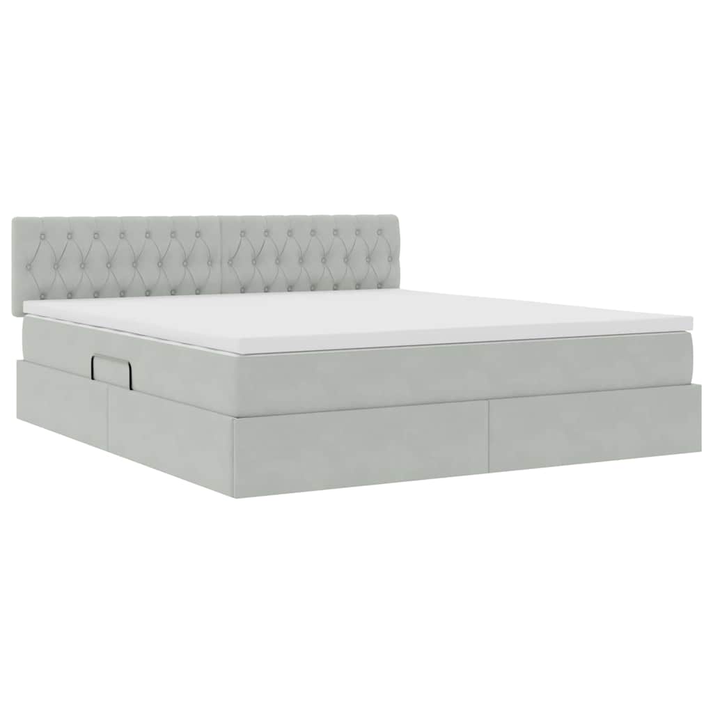 Letto con Contenitore Grigio chiaro 160 x 200 cm Velluto 3370827