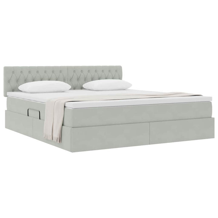 Letto con Contenitore Grigio chiaro 160 x 200 cm Velluto 3370827