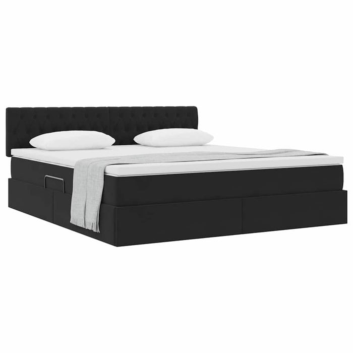 Letto con Contenitore con materasso Nero 160 x 200 cm Velluto 3370829